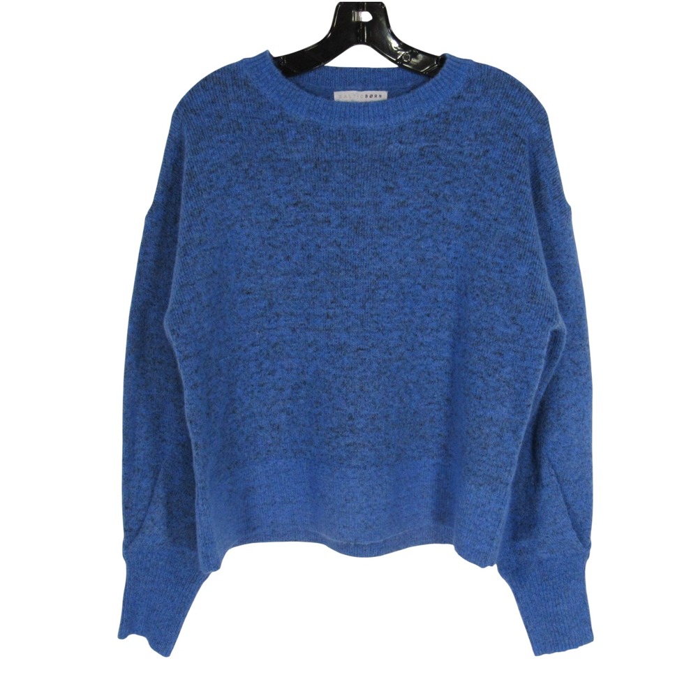 BALTIC BORN Midweight WOOL BLEND Ribbed Trim CREW NECK Blue KNIT SWEATER Sz M